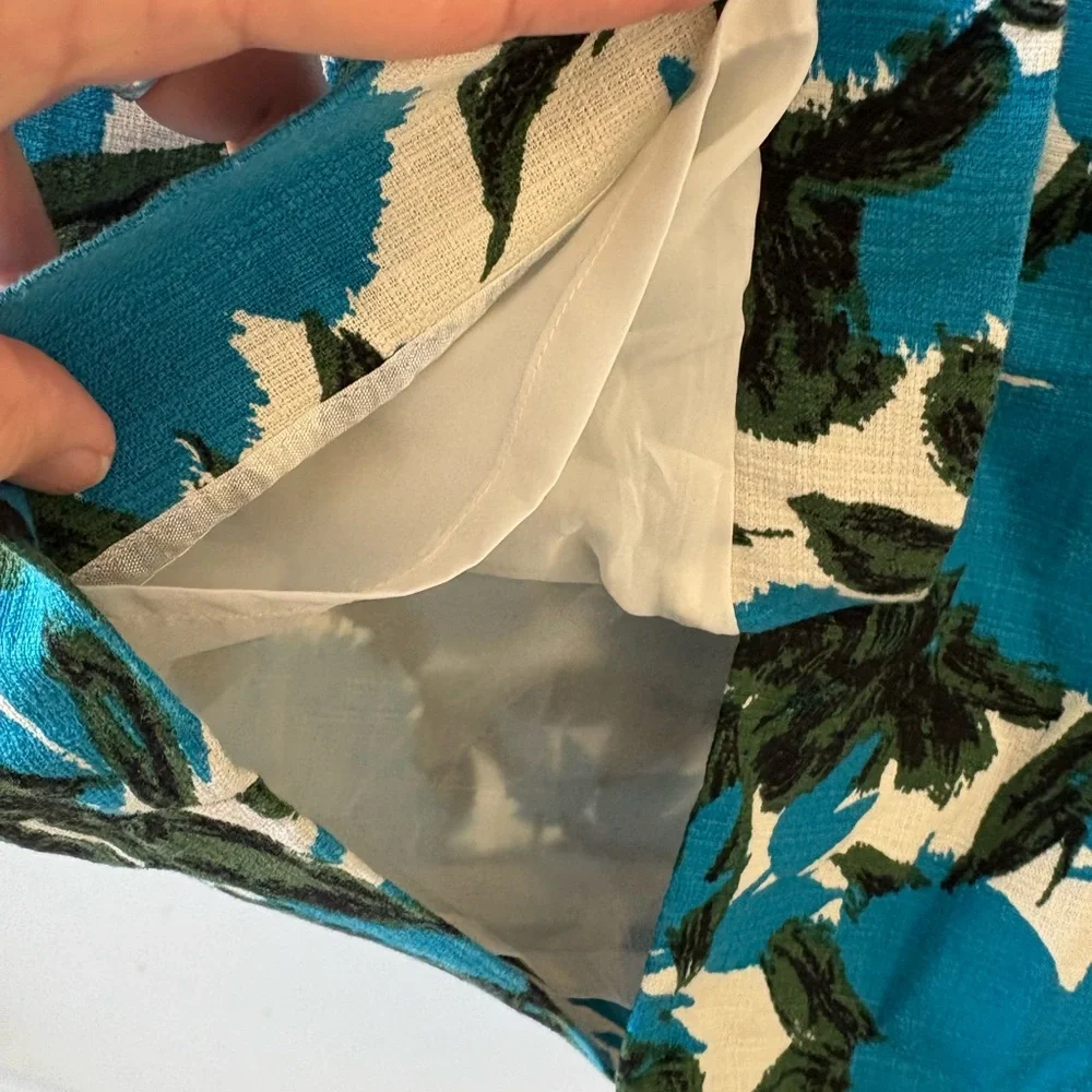 J.Crew No. 2 Pencil Skirt – Blue Green Floral – Size 2 – Lined